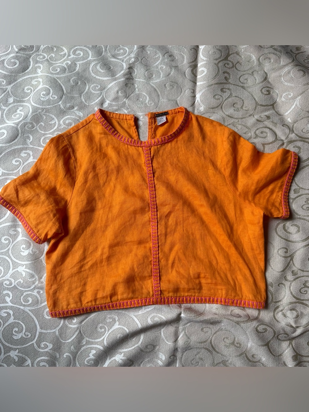 GORGEOUS! 100% linen Magaschoni two-piece cropped blouse and skirt set - Picture 2 of 6